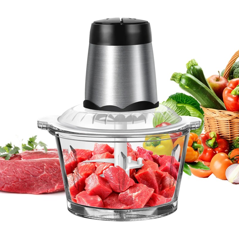 Food Processor Large - 2L Electric Meat Grinder Food Chopper